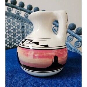 Vintage Cedar Mesa Signed Navajo Ceramic Water Pitcher/Jug